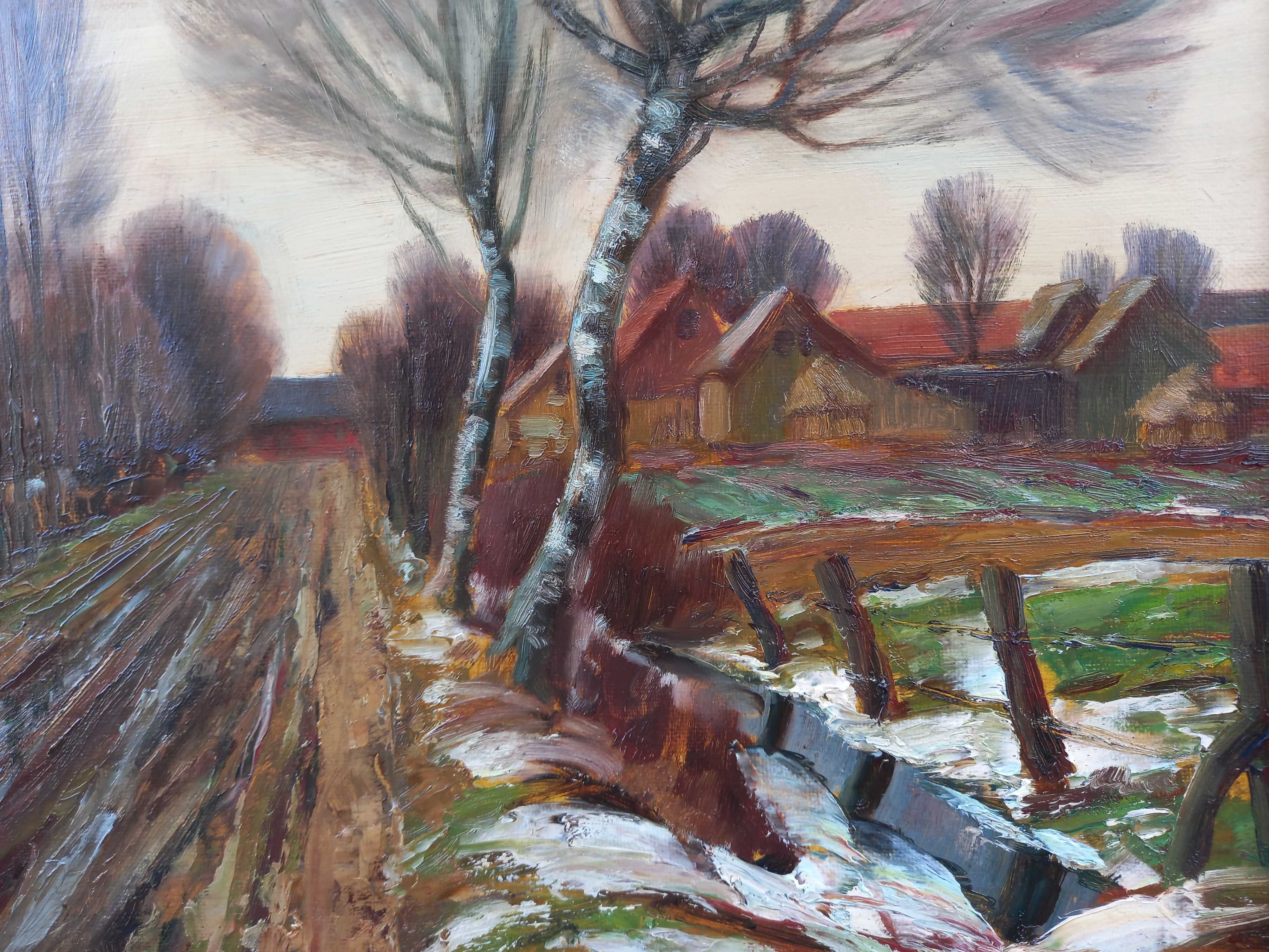 Pejzaż, olej/płyta, Erwin Elster  ur. 1887 zm. 1977 polskie malarstwo