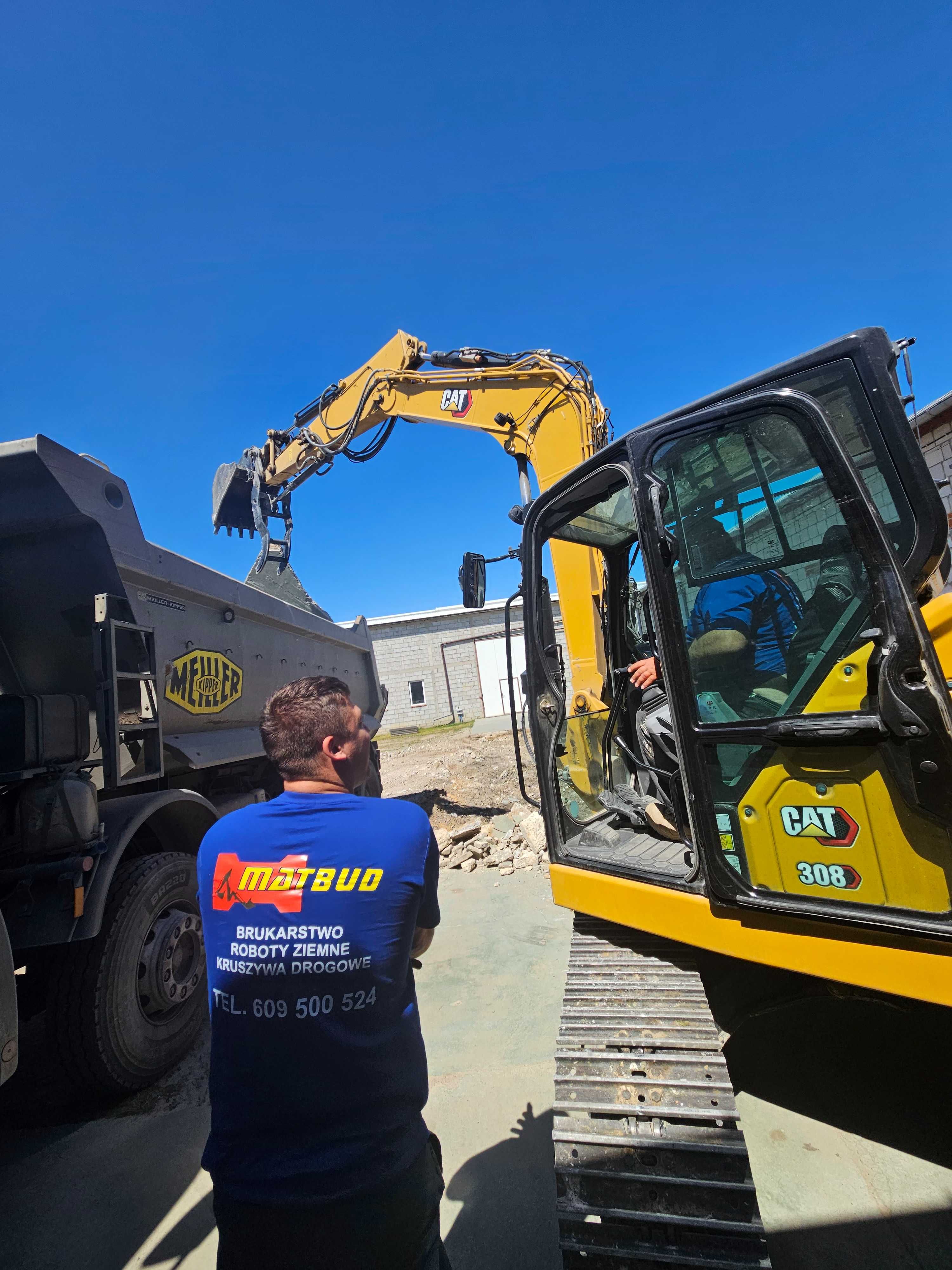 Usługi koparką z młotem cat 308 wywóz betonów z wyburzenia legal bdo