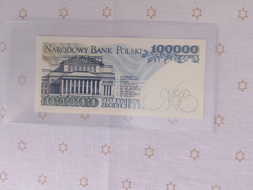 Banknot 100.000zł z 1990r. - seria AE