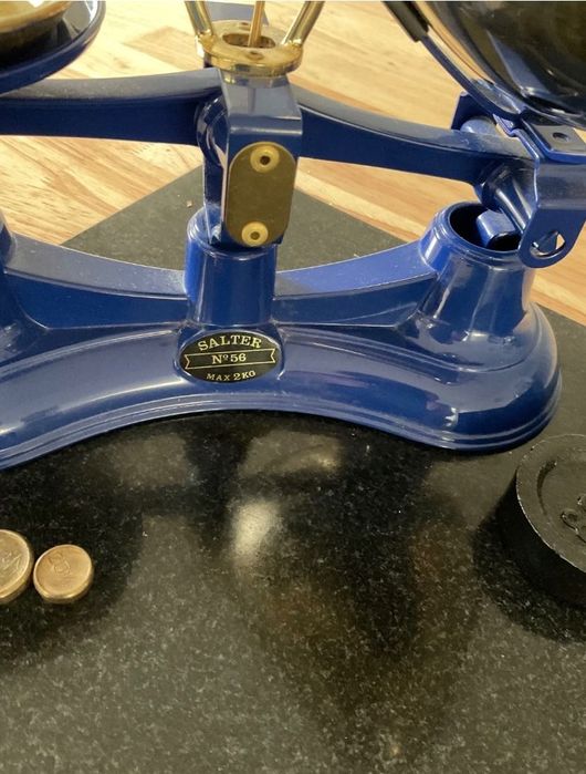 Вінтажні англійські ваги блакитні  винтажные весы Англия 40-60гг