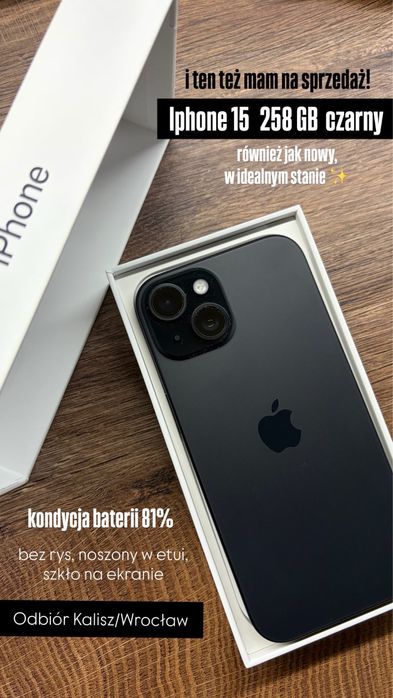 iPhone 15 czarny 256 GB stan idealny
