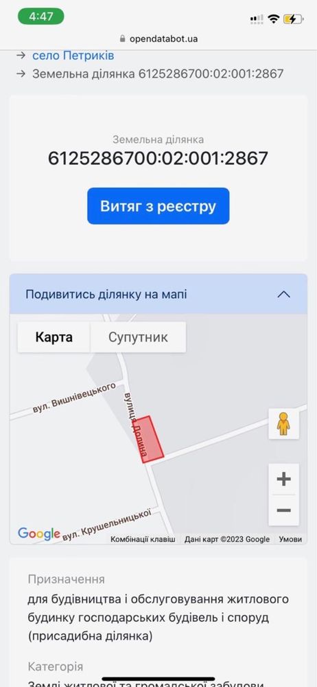 ПРОДАЄТЬСЯ Чудова земельна ділянка у с.Петриків (0.0872га)