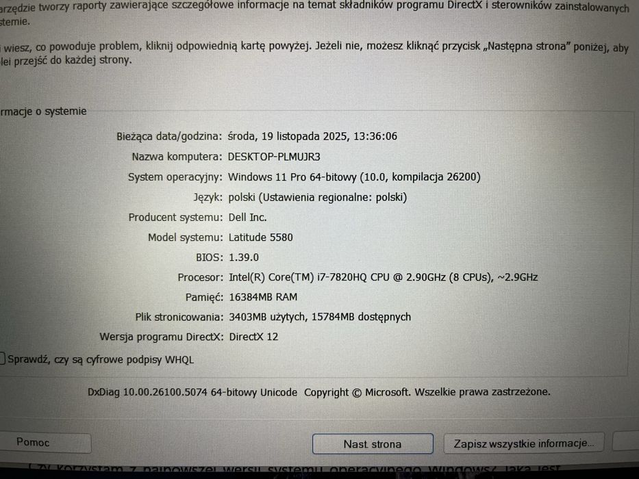 Laptop Dell 5580 i7 16GB Ram geforce 940MX SSD 500GB Win11