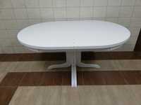 Stół rozkładany owalny okrągły biały 150x110 + 4x45 wkładki duży 3,5 m