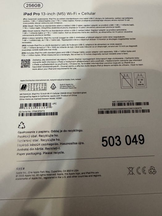 Apple iPad Pro 13" M5 256GB Wi-Fi + 5G srebrny 2025 TANIEJ NIŻ W APPLE