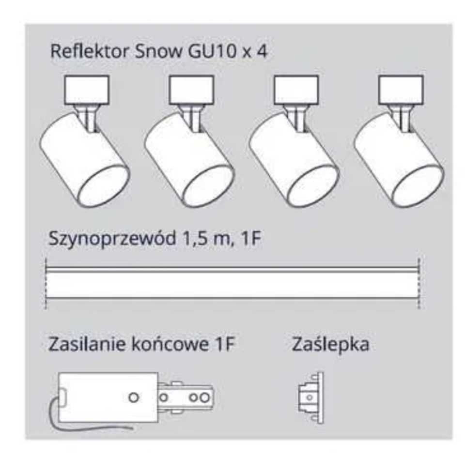 NOWA / Szyna z 4 reflektorkami SNOW 1.5 m CZARNA GU10 - LIGHT PRESTIGE