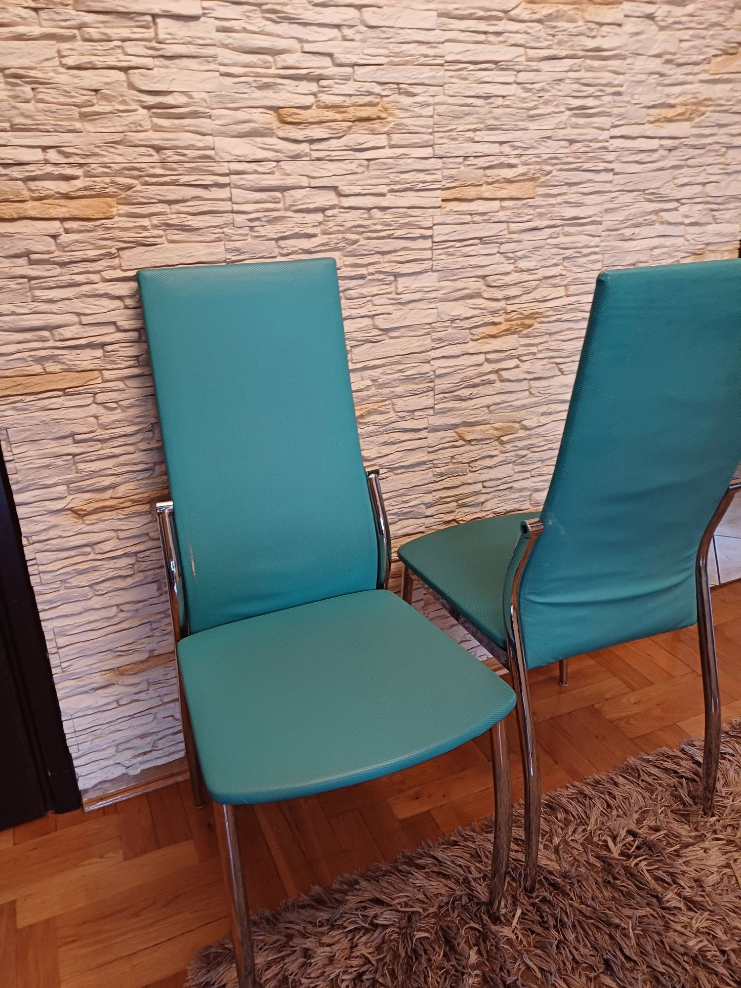 4 Krzesła turkusowe do stołu kuchni