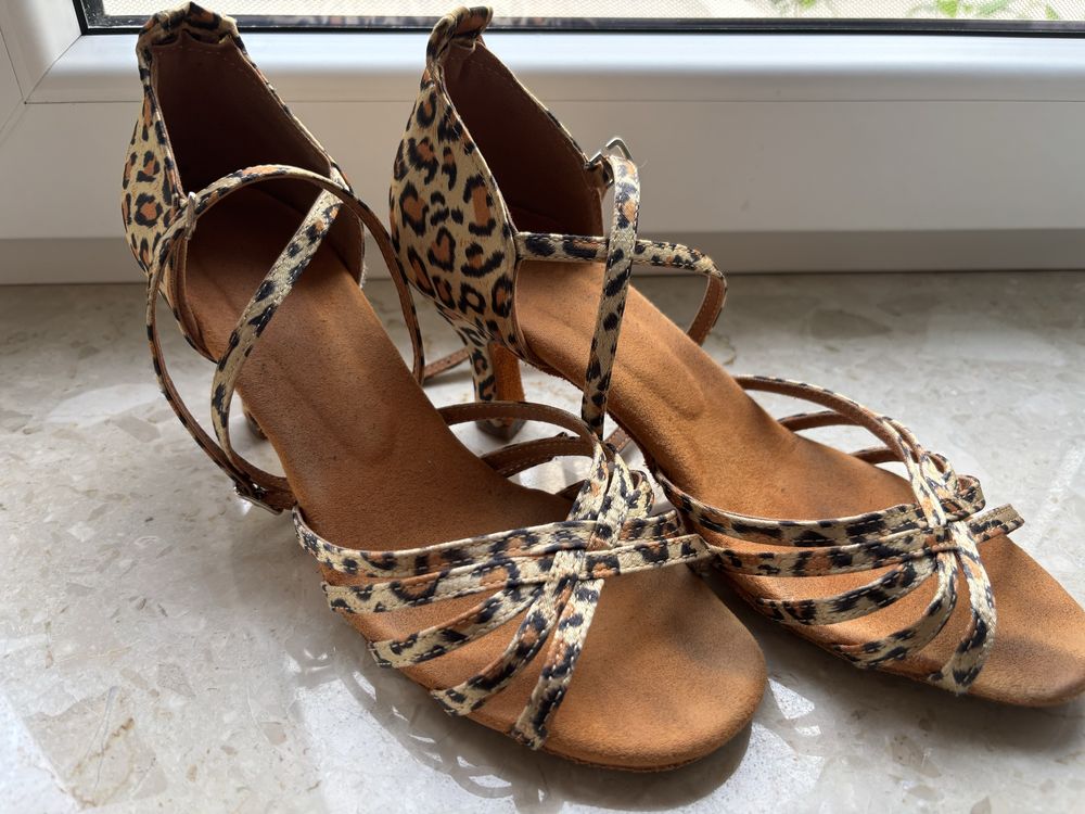 Buty taneczne sportowe latino towarzyski high heels w panterke