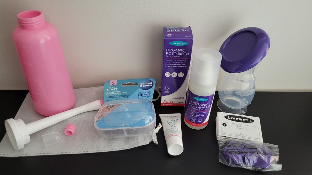 Nowy zestaw poporodowy laktator peri butelka lanolina