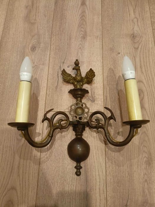 Stary mosiężny kinkiet Księstwo Warszawskie