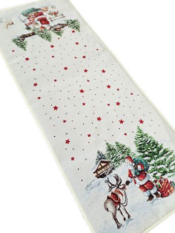 Bieżnik na ławę świąteczny gobelin ze Świętym Mikołajem 40x100 cm V07