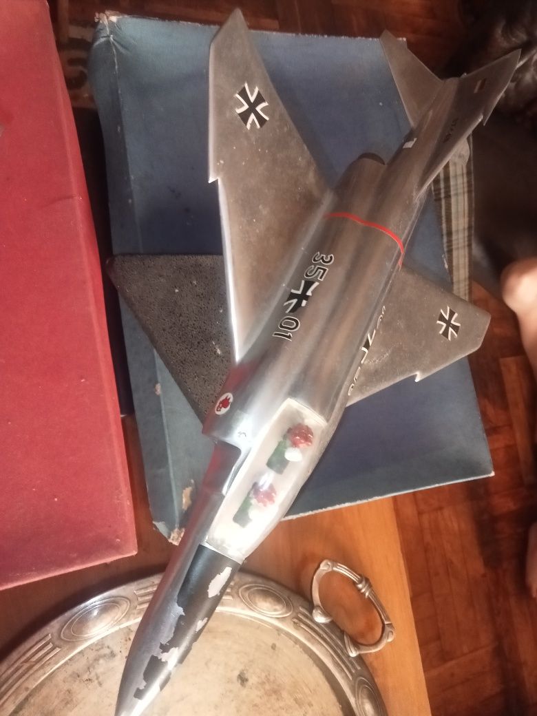 Stary Samolot kolekcjonerski duża Metalowa zabawka model stał alu XXw.