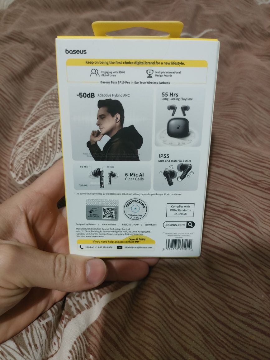 Новинка от Baseus TWS наушники EP10 Pro,50db,55h,6micro,app,6.0,Ldac#