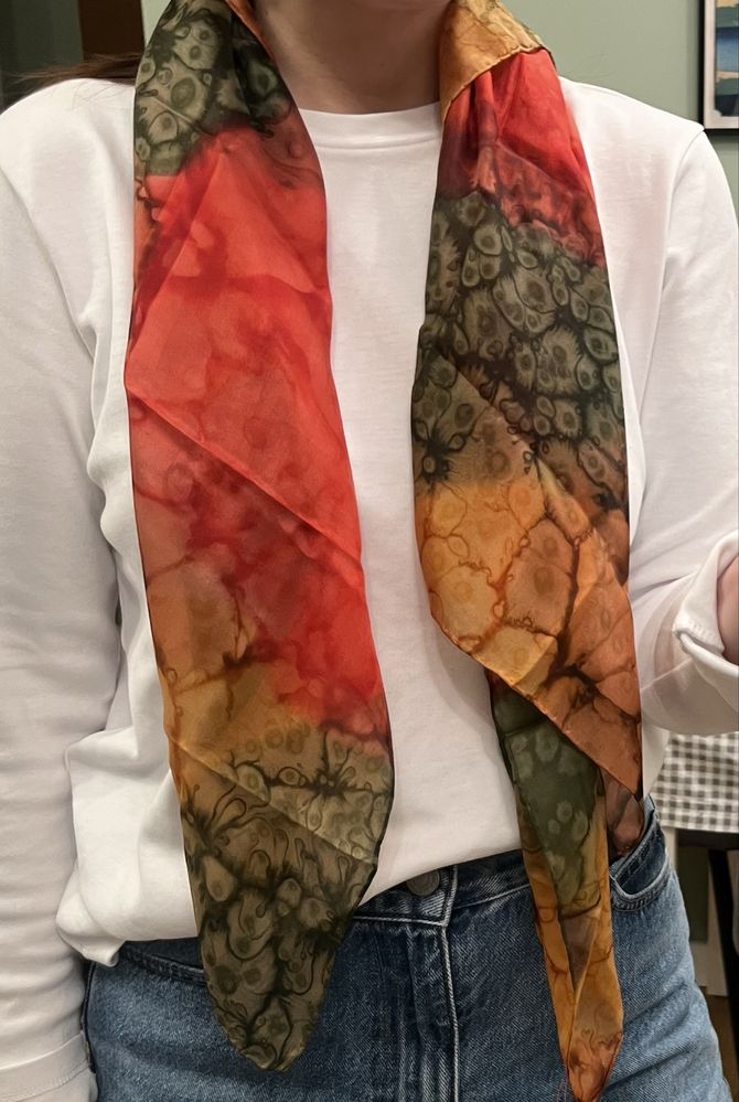 Apaszka chustka retro wielokolorowa 100% jedwab
