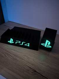 Zestaw Ps4 stojak na gry i pada świecący napis