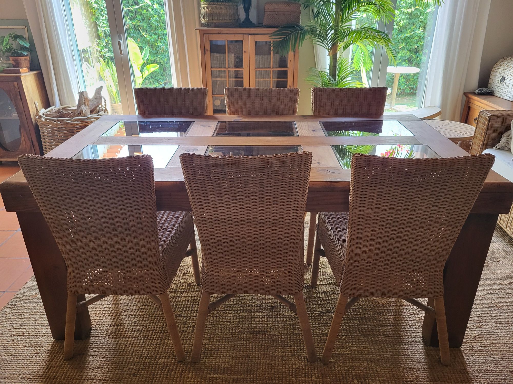 mesa, refeições, cadeiras, mexicano, rustico