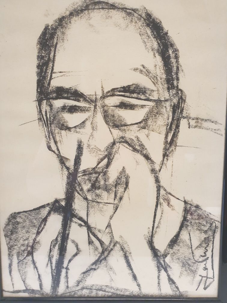 Desenho original retrato de José Saramago - assinado