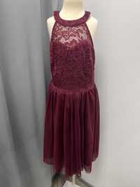 Bordowa sukienka tiulowa roz.XS