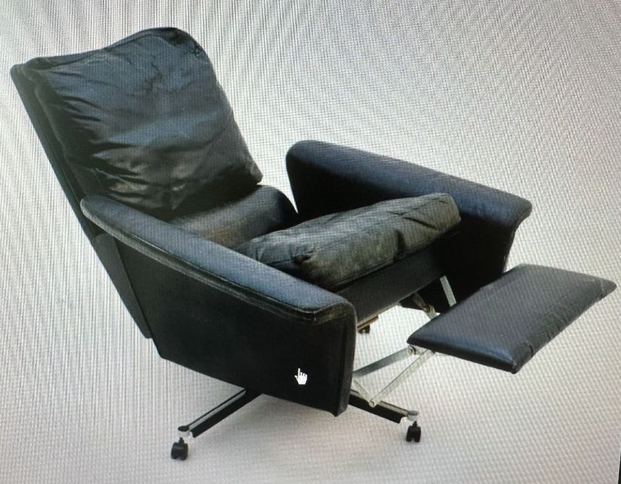 Cadeirão reclinável em pele 1960-70s alemanha