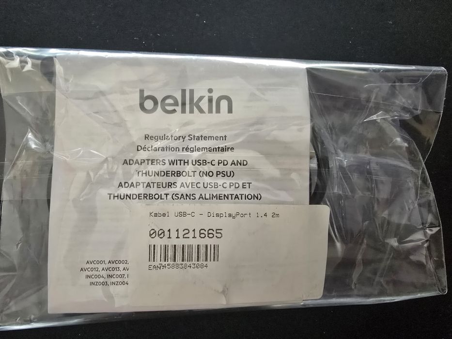 Belkin adapter, przejściówka USB-C do DP 1.4, 2m, Nowe!