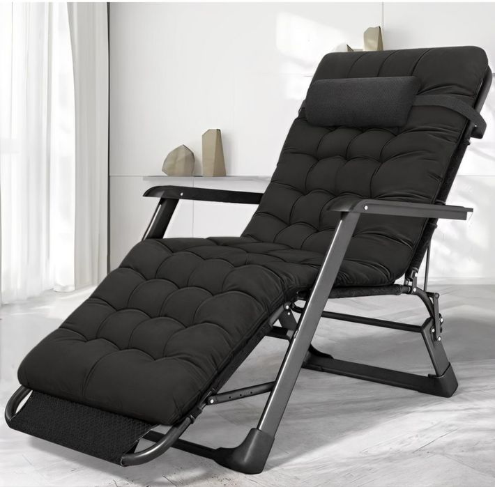 Розкладне крісло ліжко з подушкою LEOBRO Чорний (LB-FCB-G1-BLK)