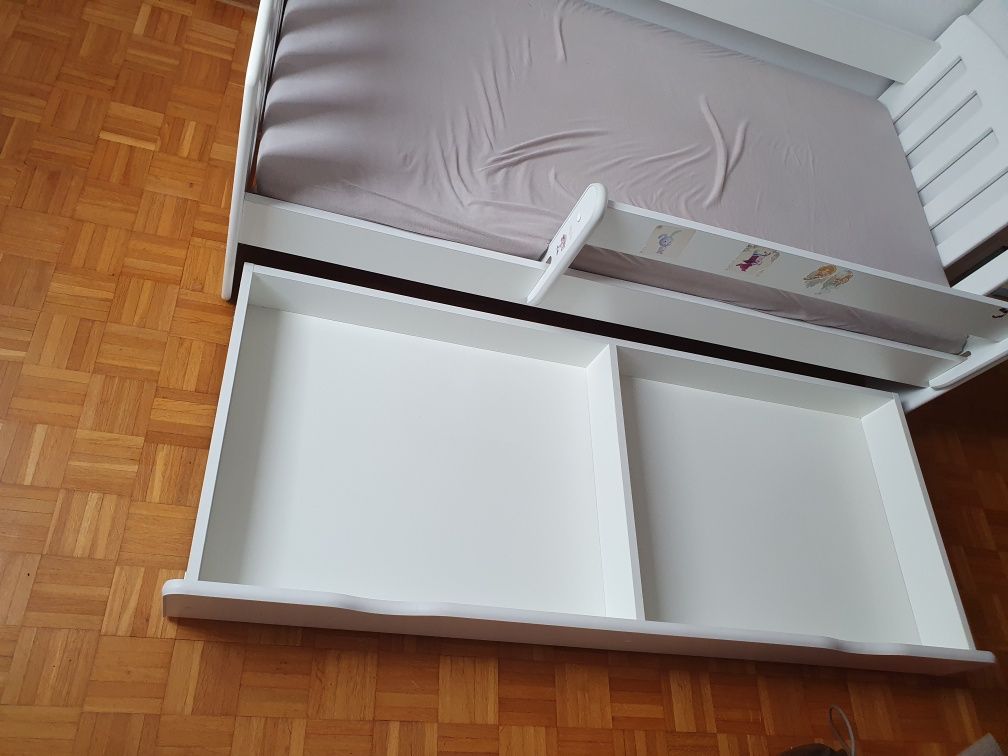 Łóżko 160x80 cm dziecięce białe lakierowane + szuflada