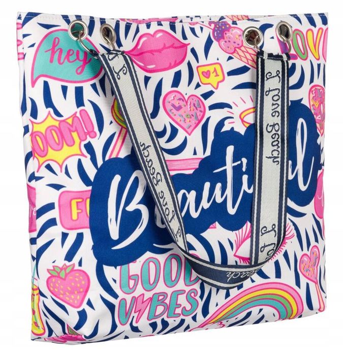 letnia, plażowa shopperka z poliestru