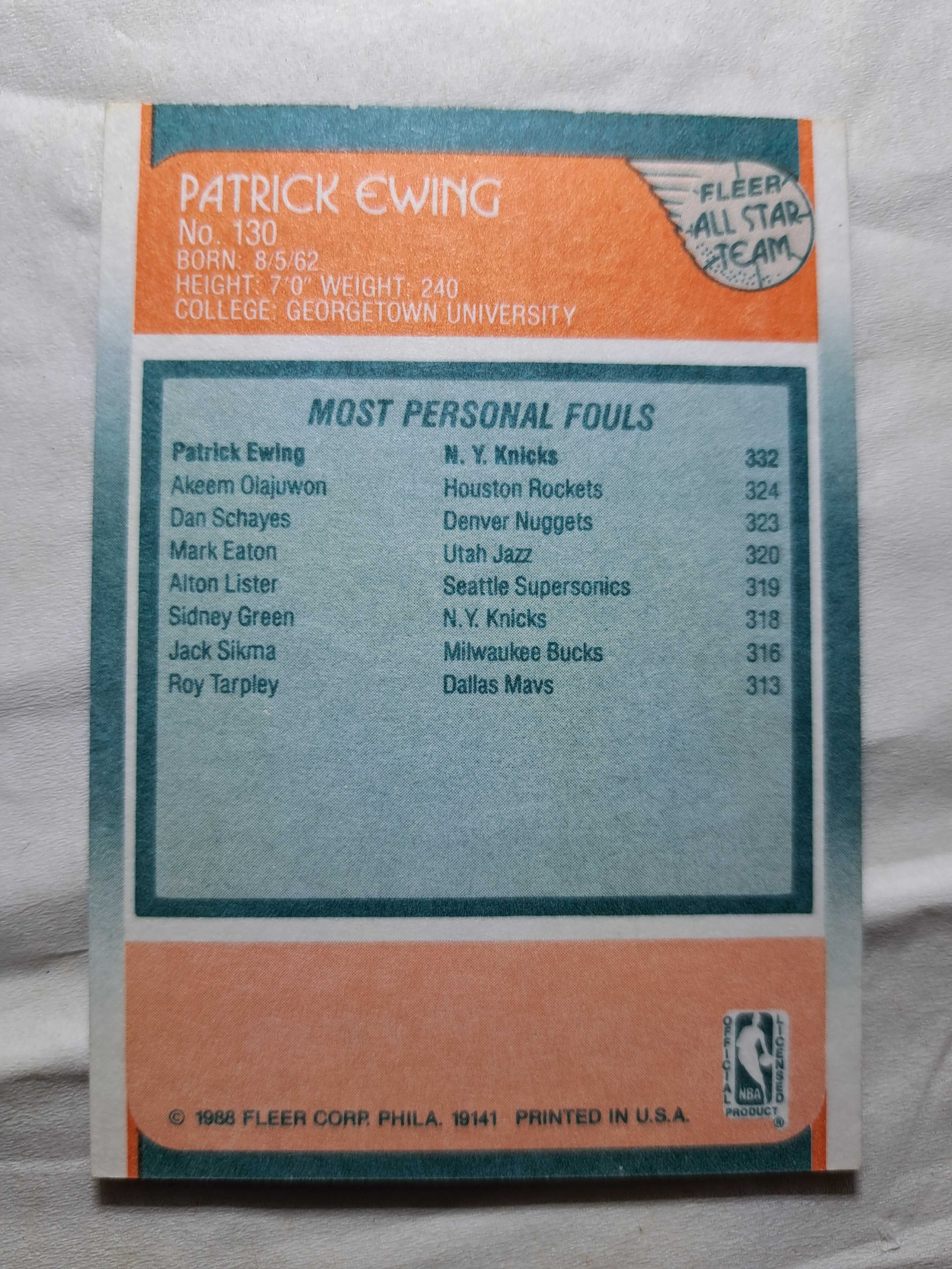 1988 Fleer All Star Patrick Ewing #80 NM NBA