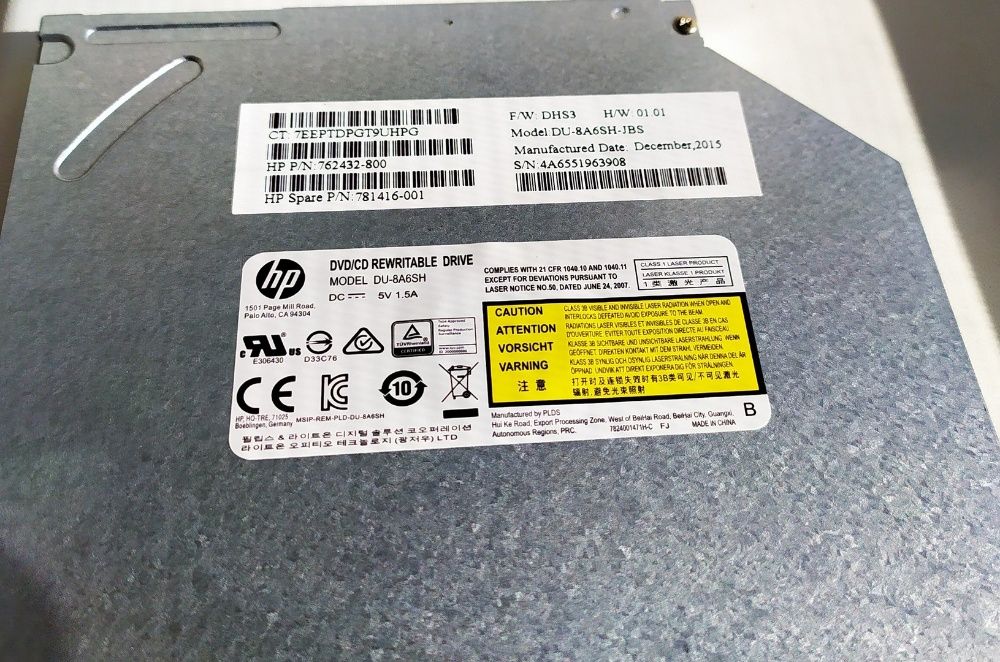 Оптический привод ноутбука DVD-RW HP DU-8A6SH