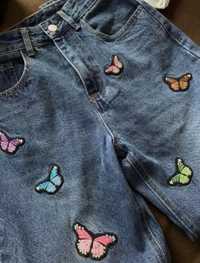Dżinsy jeansy jeans motyle kwiaty zara