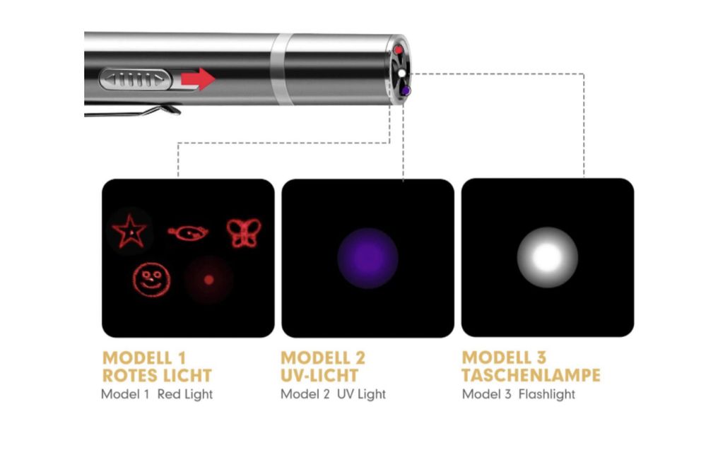 Ponteiro Laser 3 em 1 (Laser, Luz UV, Luz LED) (NOVO)