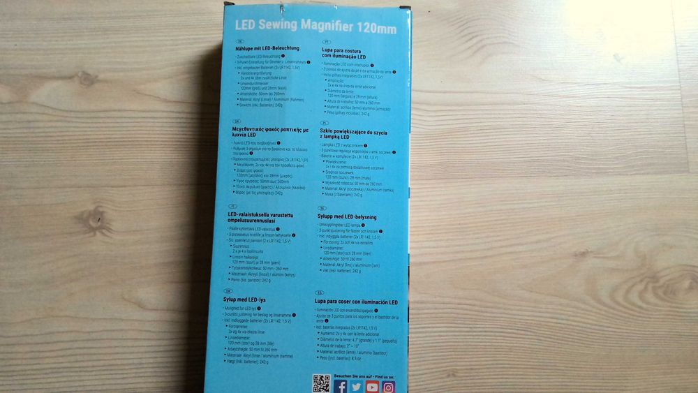 Szkło powiększające do szycia z lampką LED