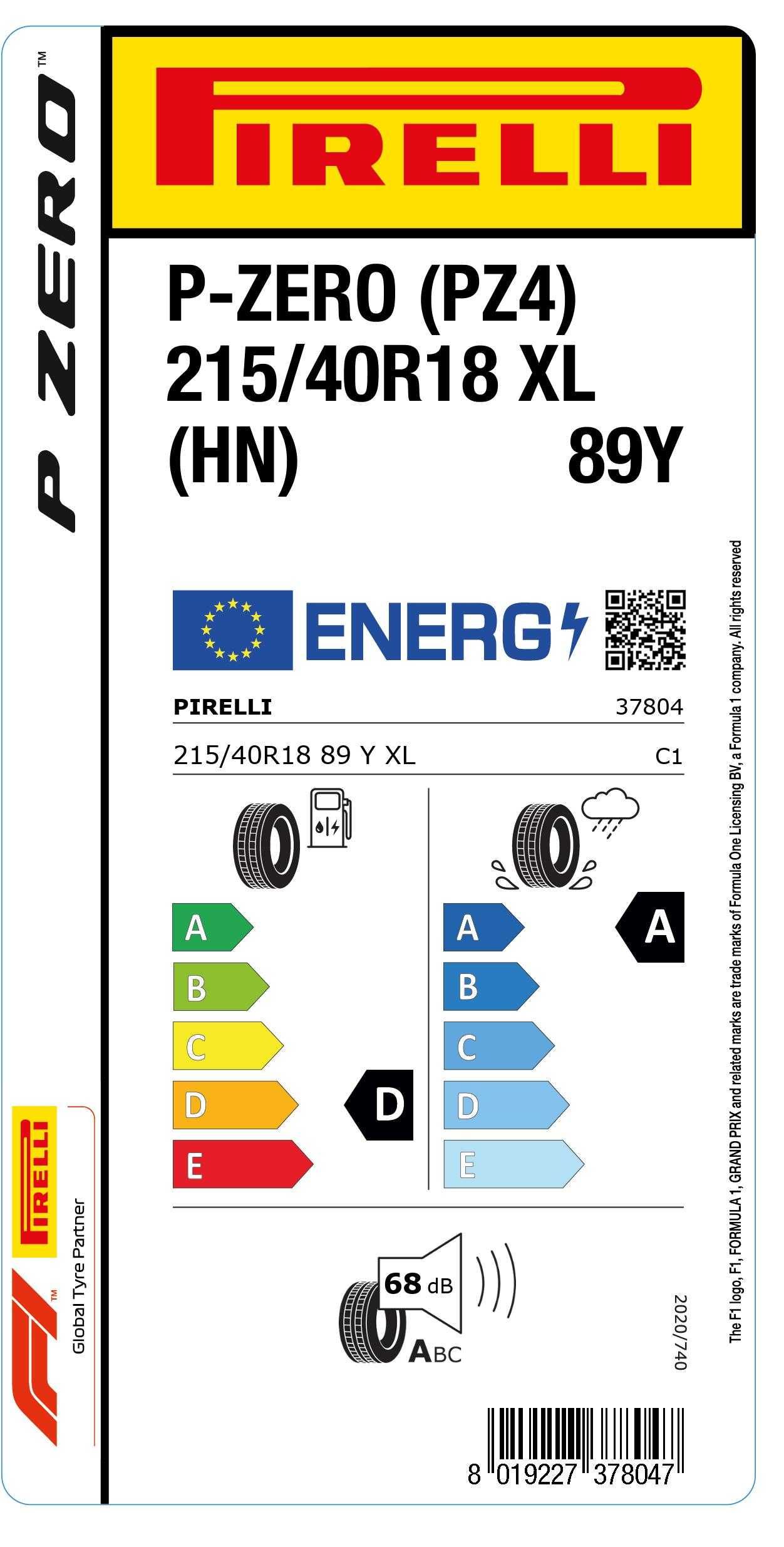 Opony Letnie 215/40R18 Pirelli P Zero 2021r.Nowe 4szt .Wysyłka gratis