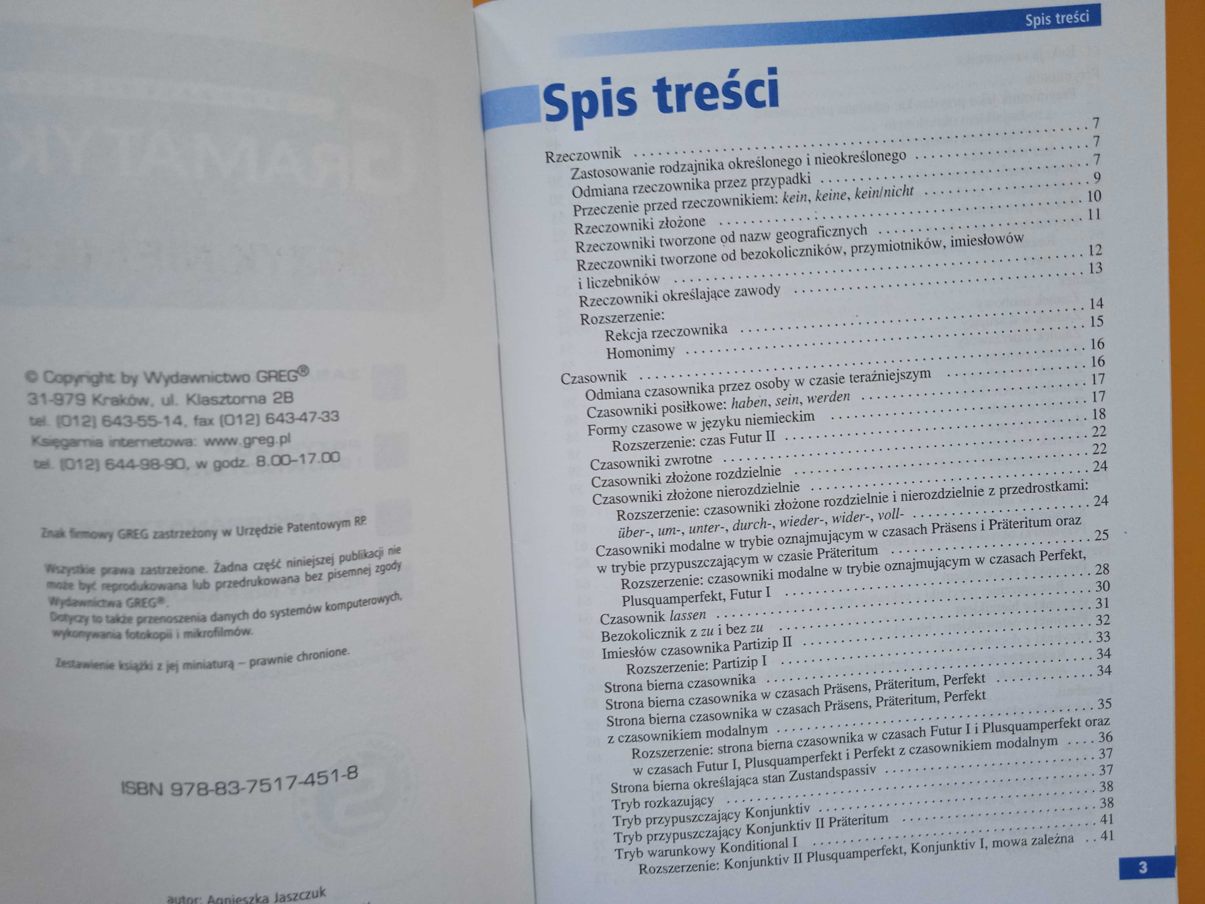 Gramatyka. Język niemiecki. Wydawnictwo Greg