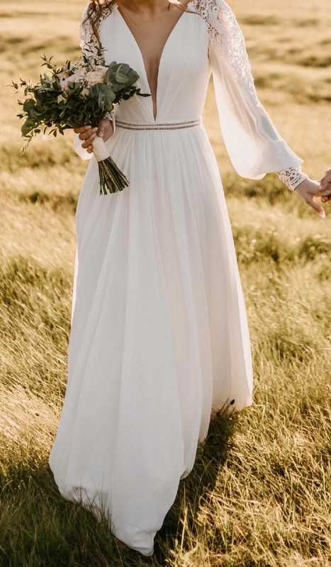 Suknia ślubna LUNA + GRATIS długi welon, szlafrok