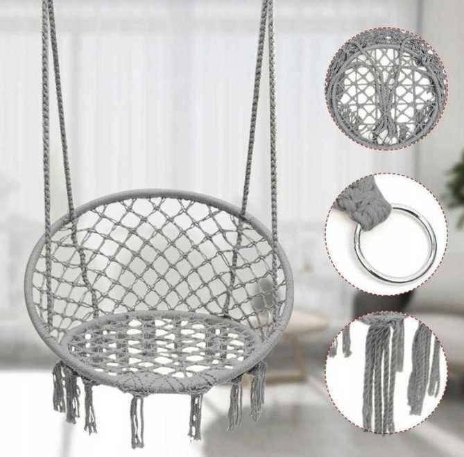 Сіра підвісна крісло-горйдалка у стилі бохо! Затишок у вашій оселі!