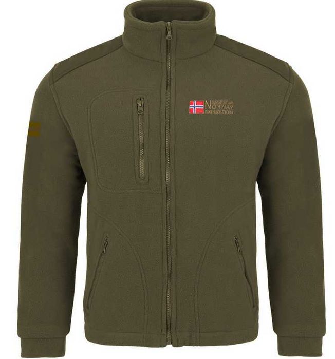 Męski ciepły gruby Polar KHAKI + wzmocnienia "NORWAY "