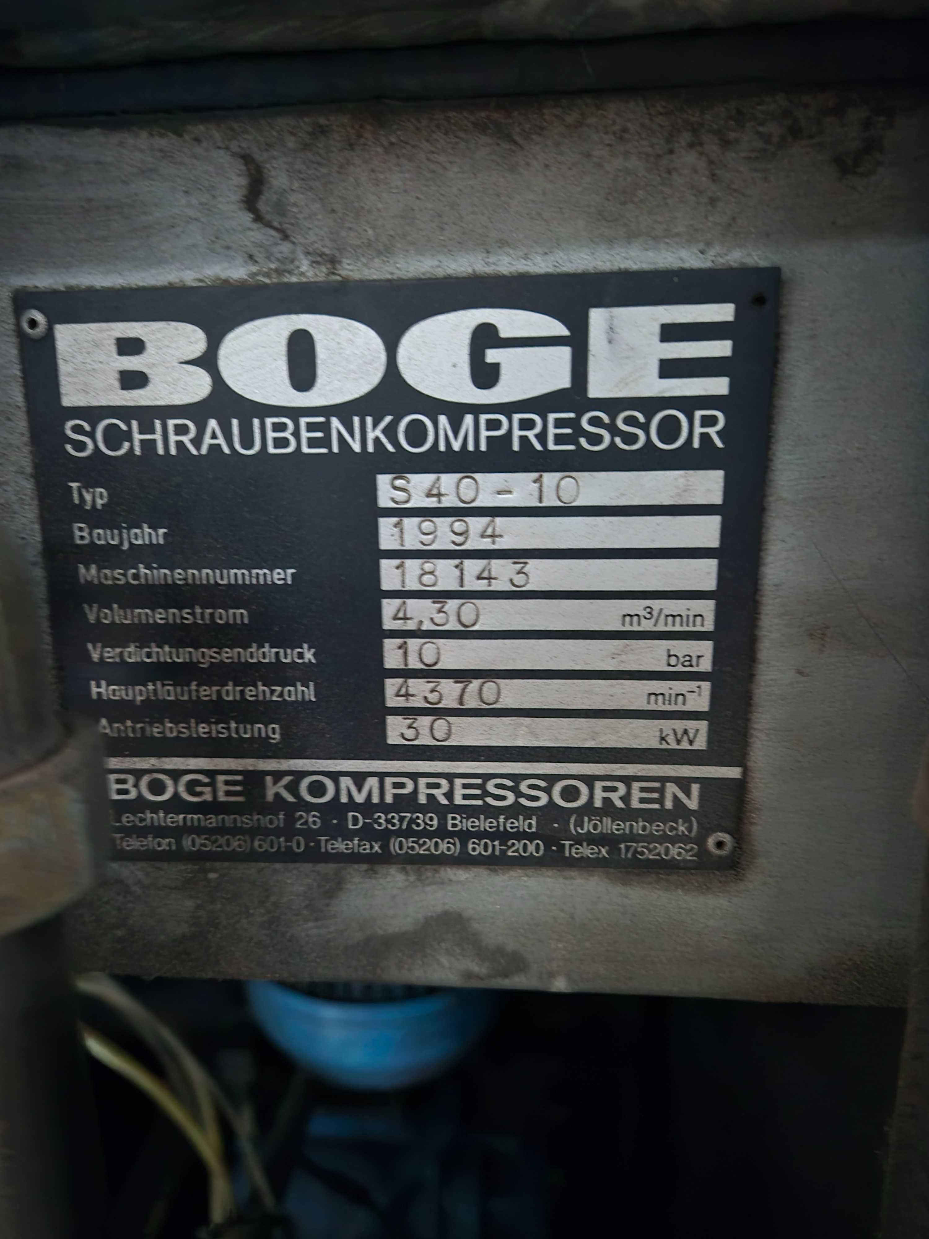 Kompresor śrubowy Boge S40 zestaw 8.6 m3 osuszacz