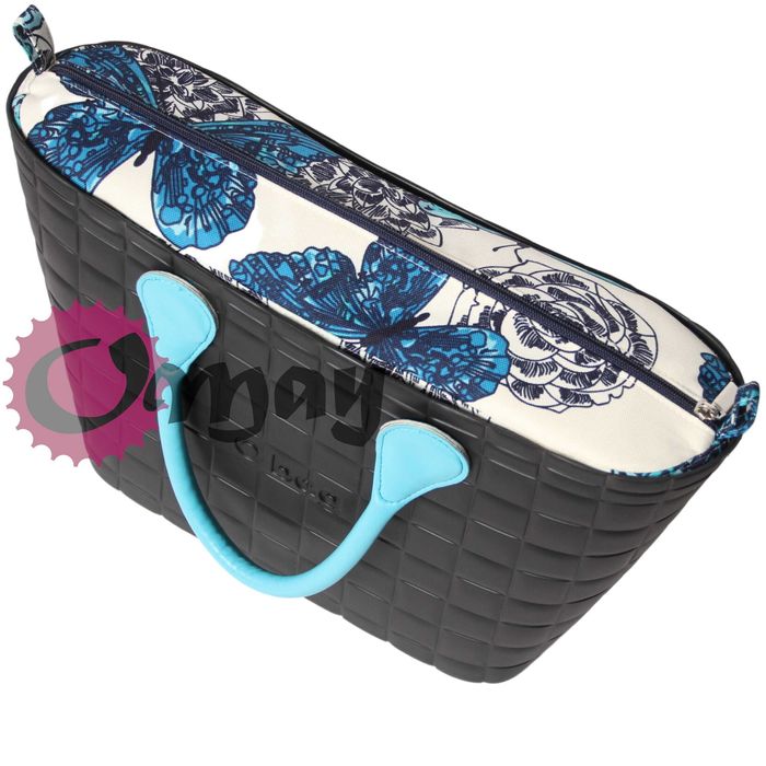 organizer OBAG URBAN MINI kwiaty motyle granat turkus beż wkład OMAY