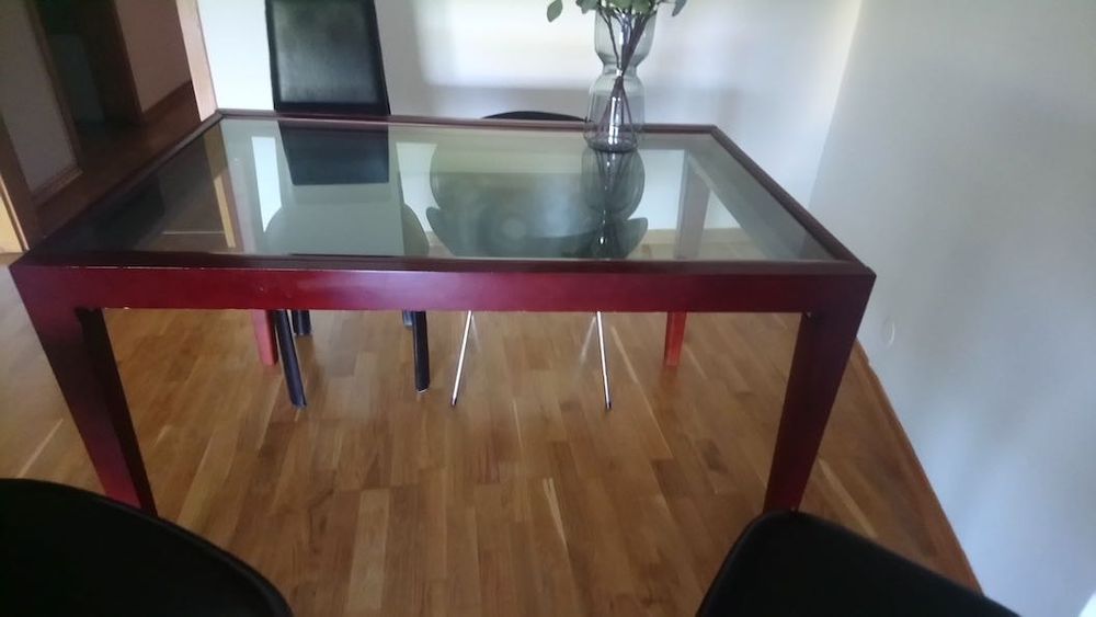 Mesa design com tampo duplo extensível de vidro - redução de preço