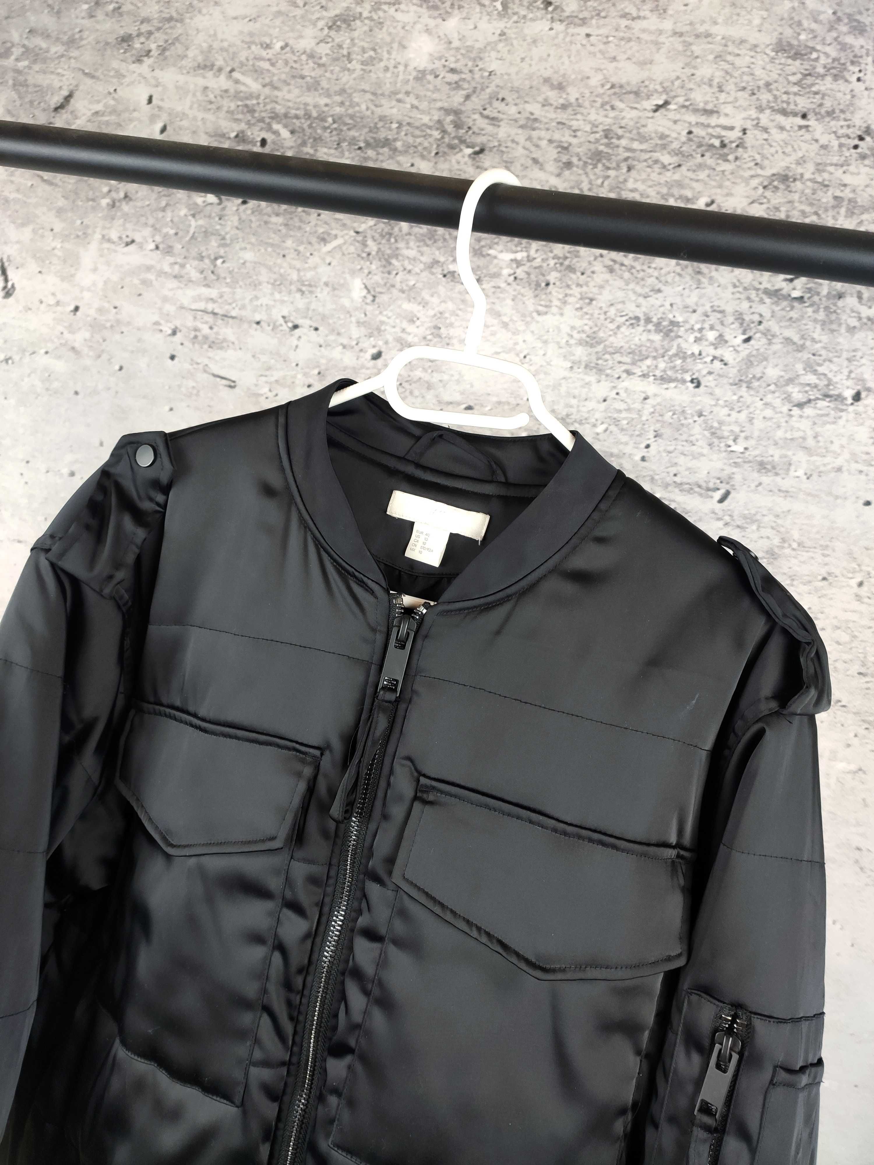 Kurtka bomber H&M avant garde boxy czarna unisex męska r. S/M