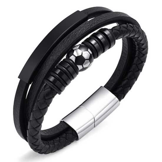 Bransoletka Skórzana dla Piłkarza Piłka Blaszka