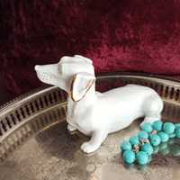 Figurka porcelanowa psa jamnika vintage jamnik PRL