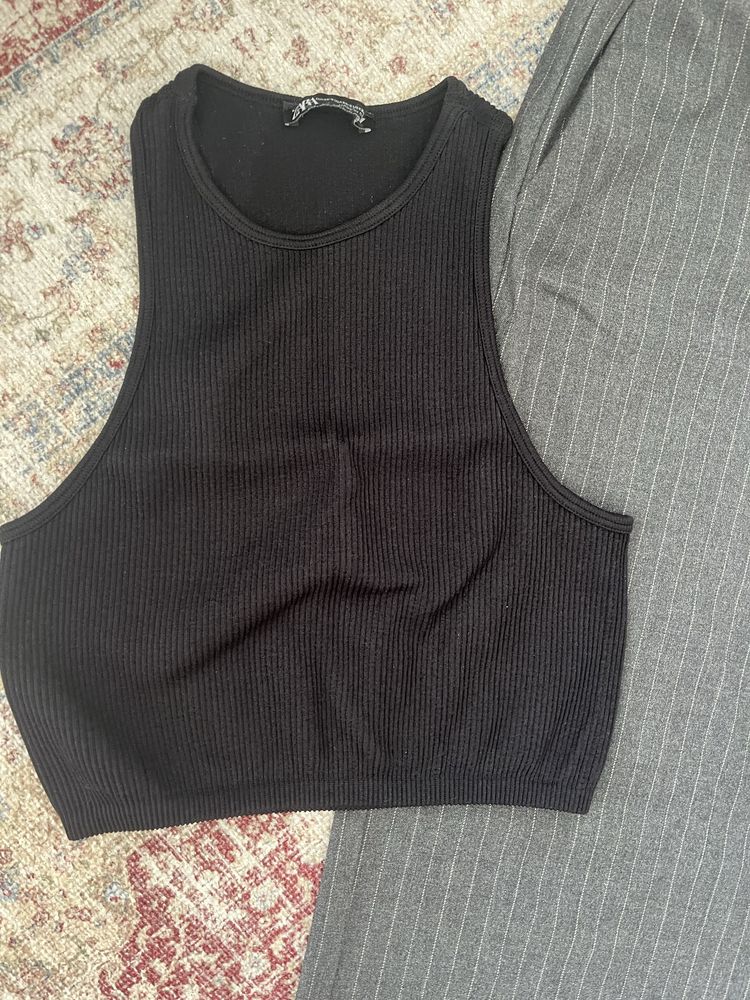 Штани брюки кльош на дівчинку 11/12р 152/156 сірі смужка топ zara H&M