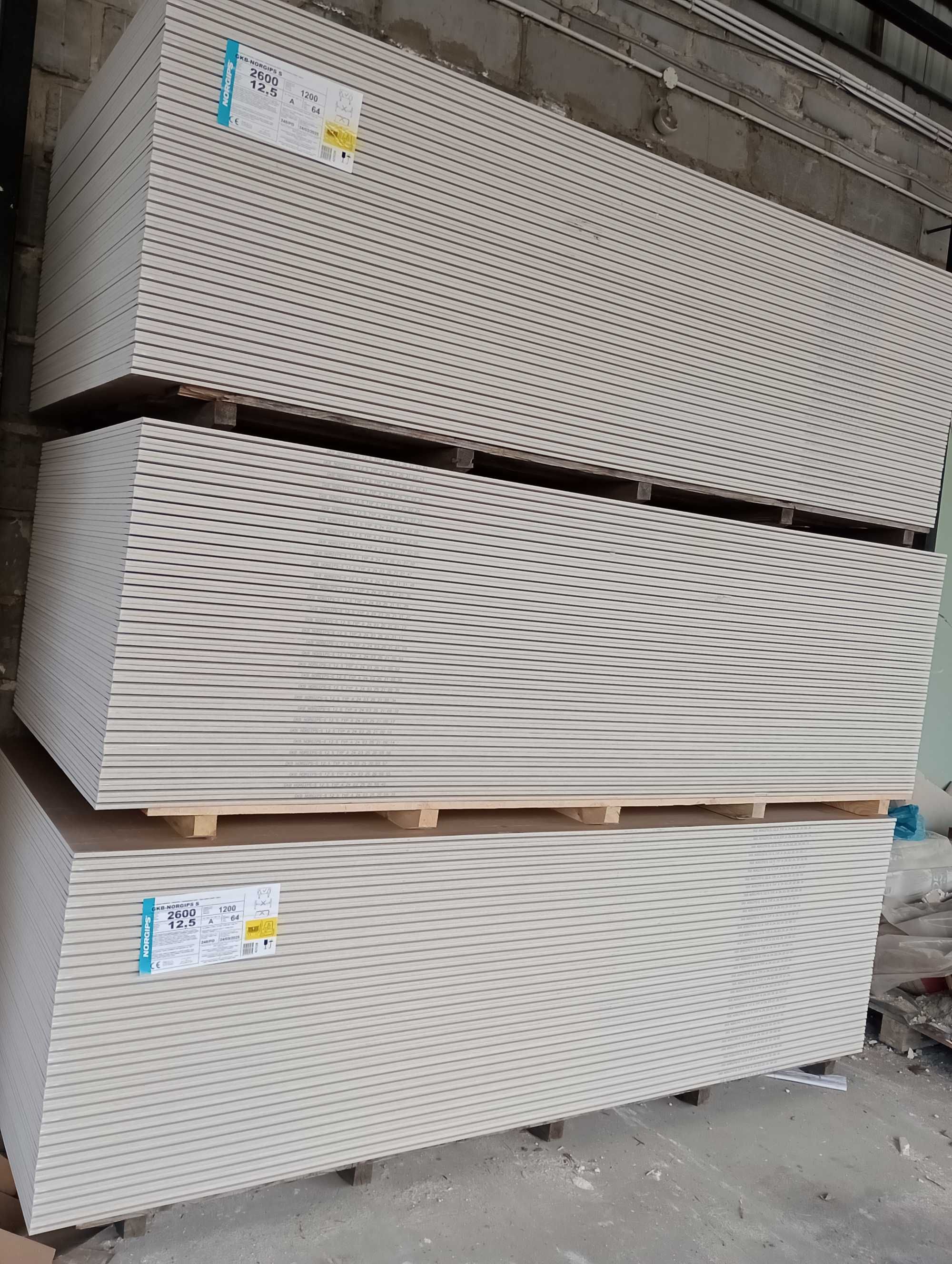 Płyta gipsowa Norgips GKB 12,5mm zwykła 2,6mx1,2m DOSTĘPNE–ceny brutto