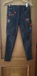 Calças Ganga pretas com bordados flores ZARA - XS / 34