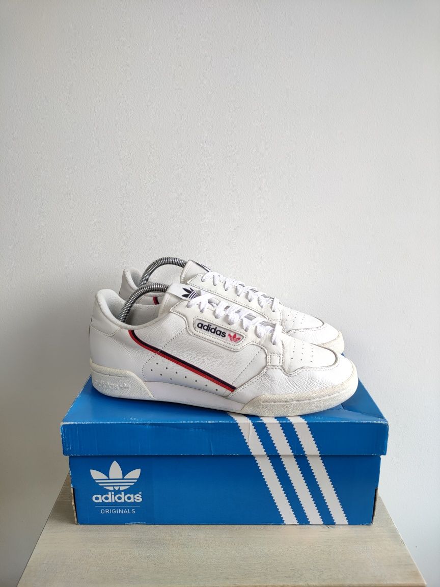 Sneakersy trampki skórzane męskie białe Adidas Continental 80 rozmiar