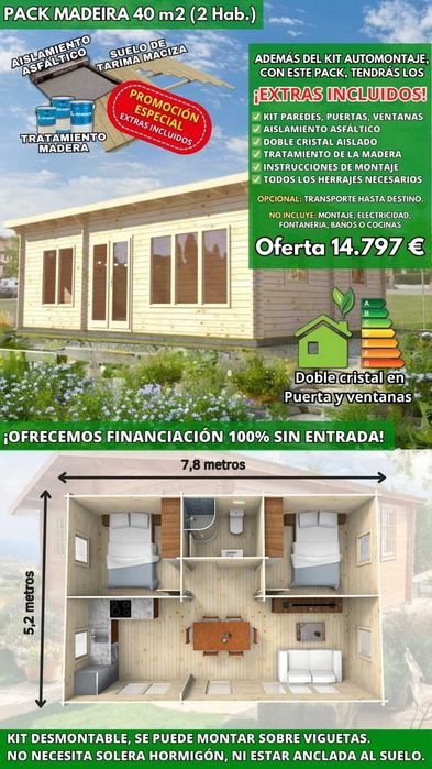 Bungalow de Jardim de 40m2 a 60m2