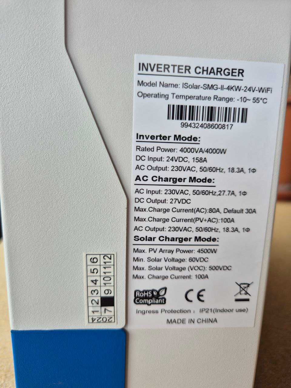 Инвертор EA Sun  POWER 4000VA. 24 VDC. Hybrid Solar Invertor