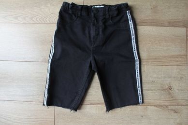 Czarne jeansowe spodenki HM 140, krótkie spodnie z lampasami